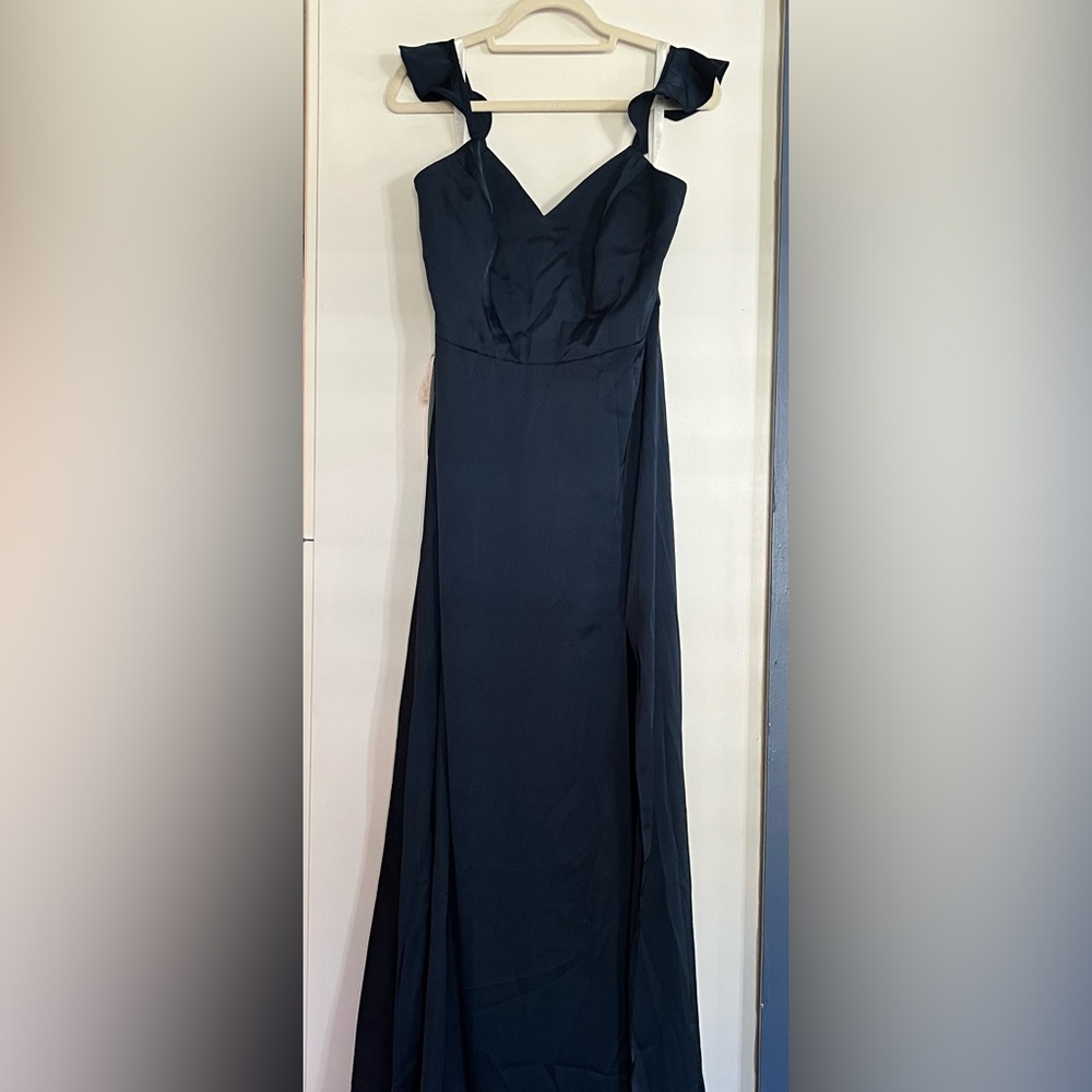Azazie Midnight Blue Maxi Dress NWT